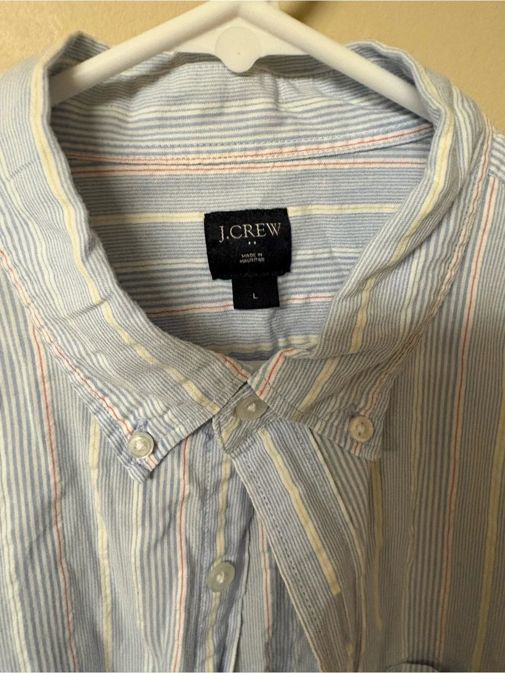 J. Crew Light Blue Striped Short-Sleeve Button-Down Shirt